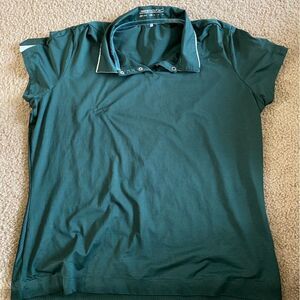 Womens Green Striped Nike Golf Dri-Fit Polo Shirt